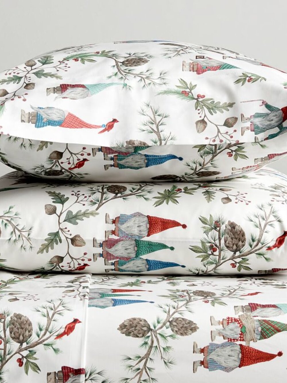 Pottery Barn Forest Gnome Organic Percale Sheet Set, Queen with 6 pillowcase
